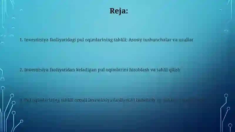 Investitsion faoliyatdagi pul oqimlari tahlili 2