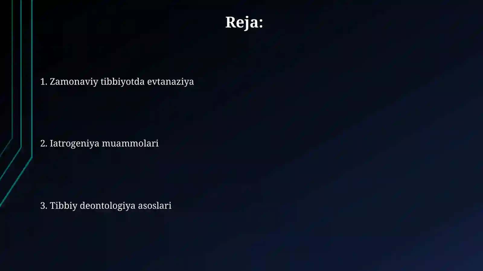 Tibbiyot deontologiyasi asoslari. Xozirgi zamon tibbiyotida yatrogeniya, evtanaziyamuammolari 2