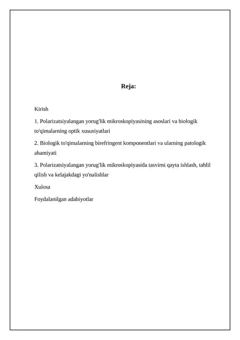 Biologik to'qimani qutblangan yorug'likda tekshirish 2