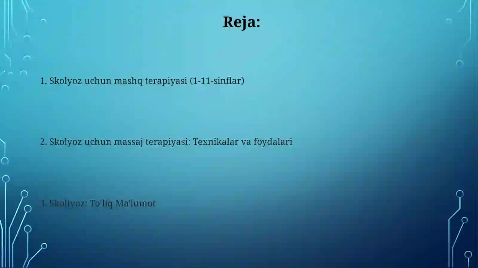 Skolyoz uchun mashq terapiyasi (1-11daraja) 2