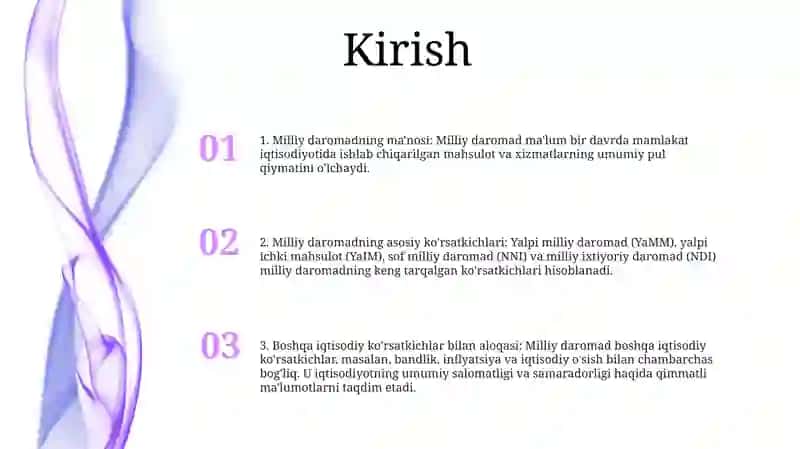 Milliy Daromad Va Milliy Hisoblar Tizimidagi Boshqa Daromad Ko’Rsatkichlari 2