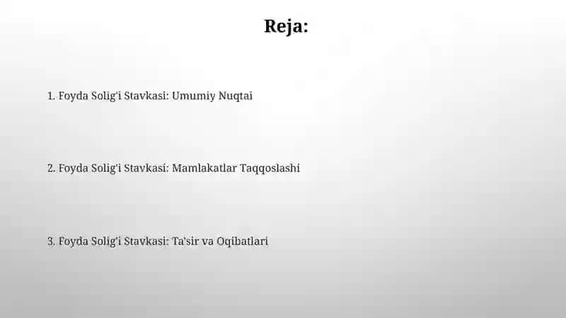 Kichik va O'rta Biznes uchun Foyda Solig'i Stavkasi 2