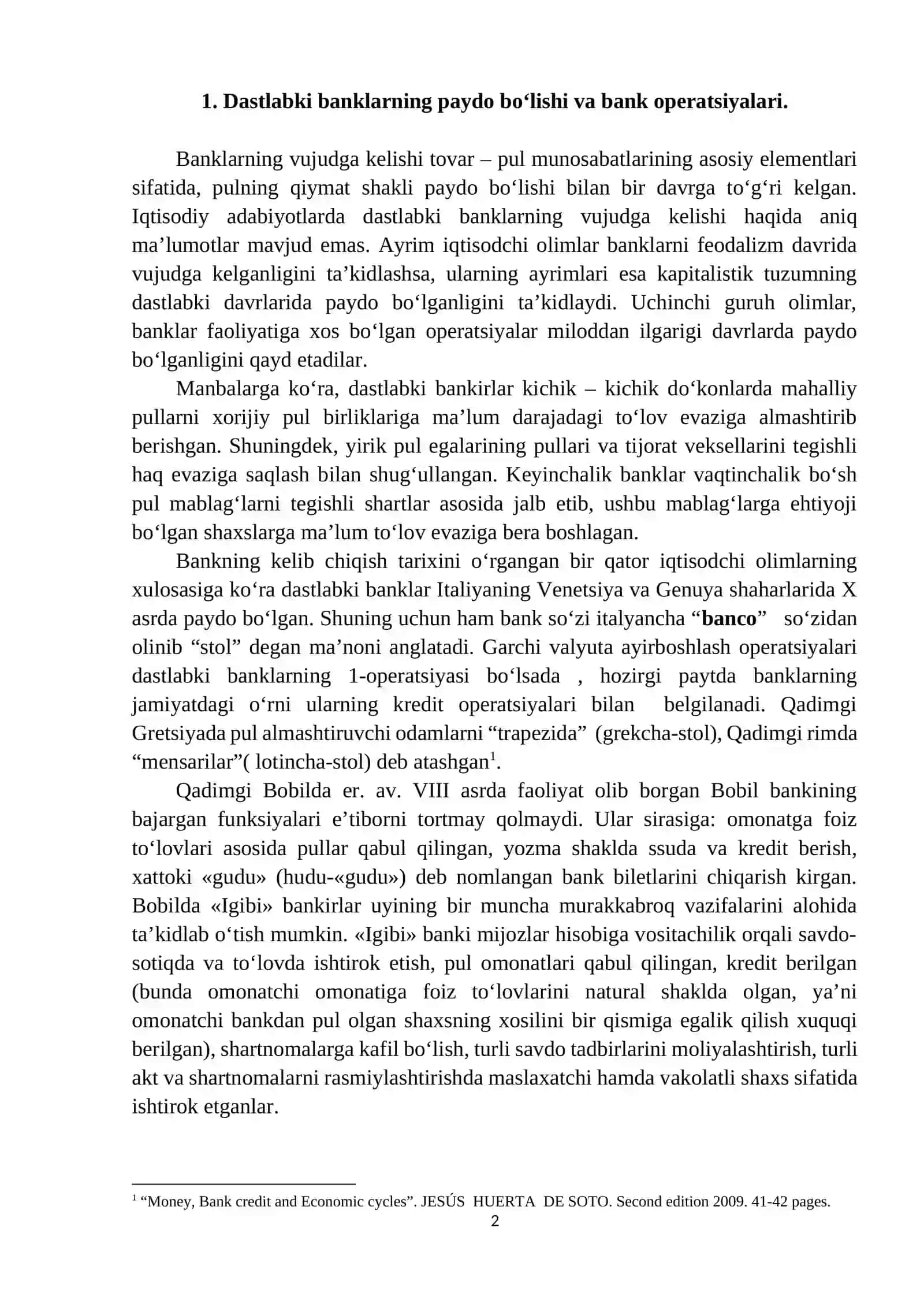 BANKLARNING KELIB CHIQISHI VA BANK TIZIMI 2