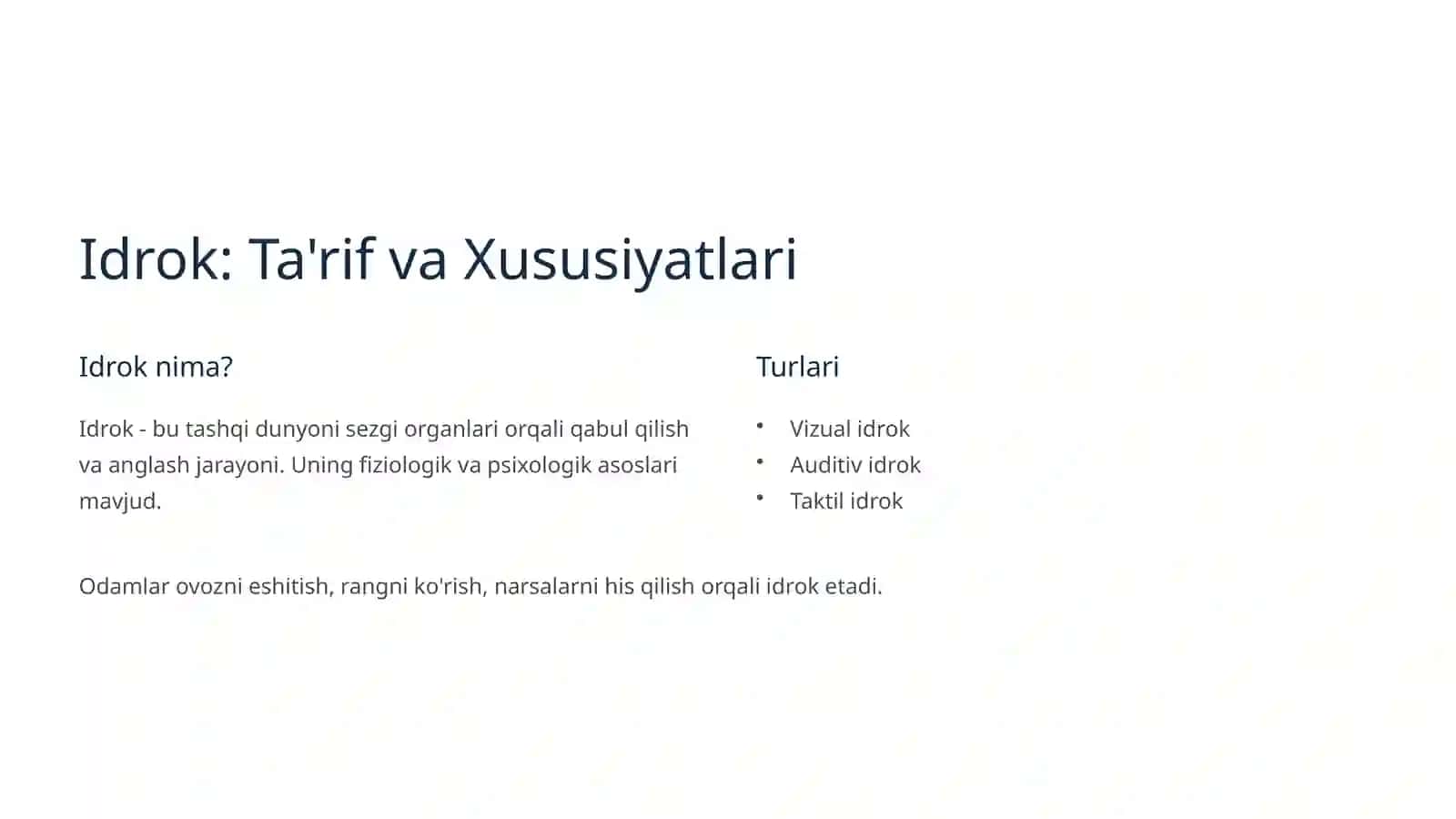 Idrok, Appersepsiya, Illuziya va Galyusinatsiya: Kirish 2