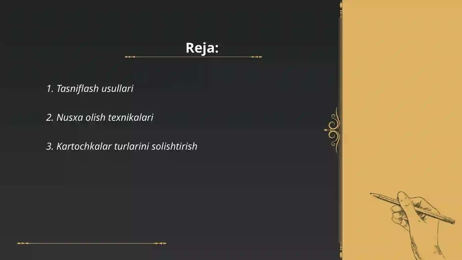 Dastlabki kartalarni nusxalash tasnifi 2