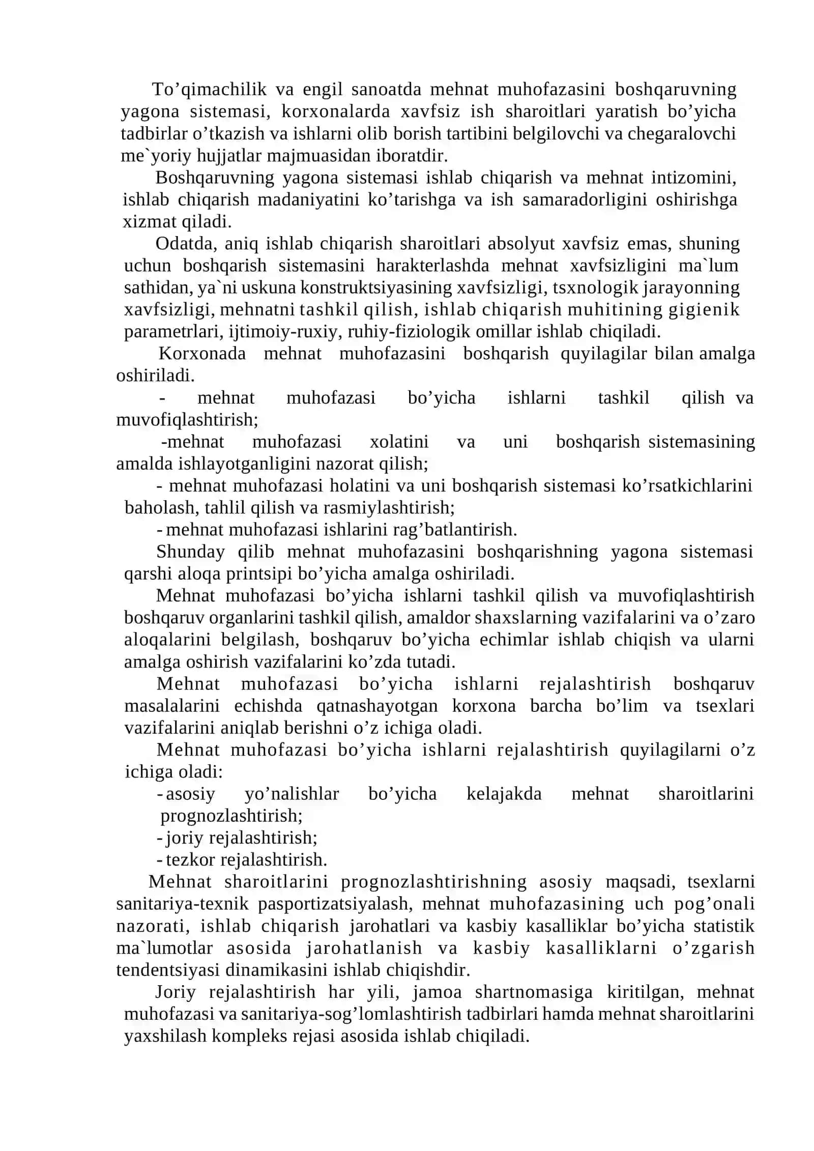 To’qimachilik va engil sanoat korxonalari, tsex va  bo’limlarning xavfsizligini ta’minlash 2
