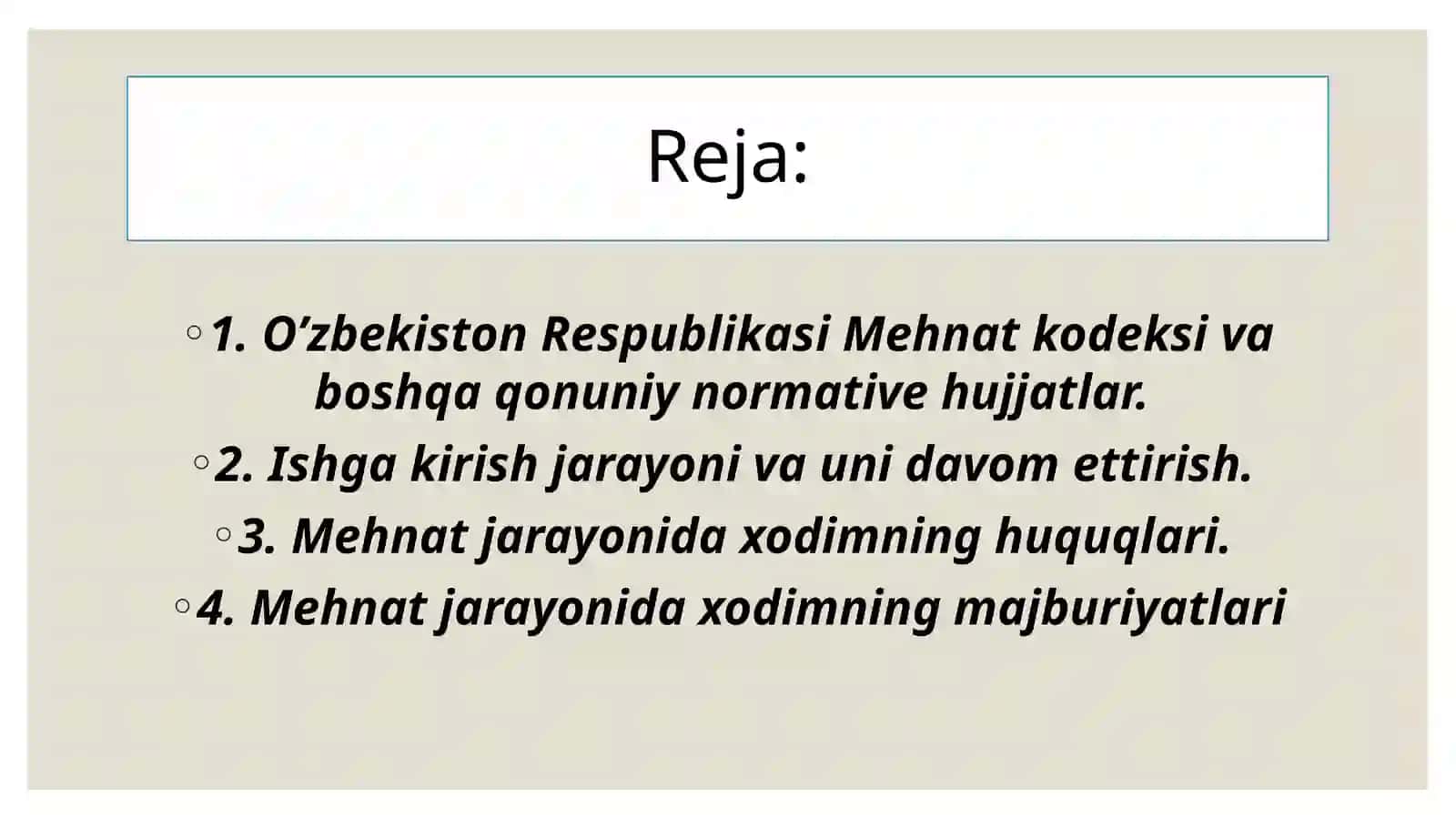 Mehantni muhofaza qilish sohasida hodimning huquqlari va majburiyatlar 2