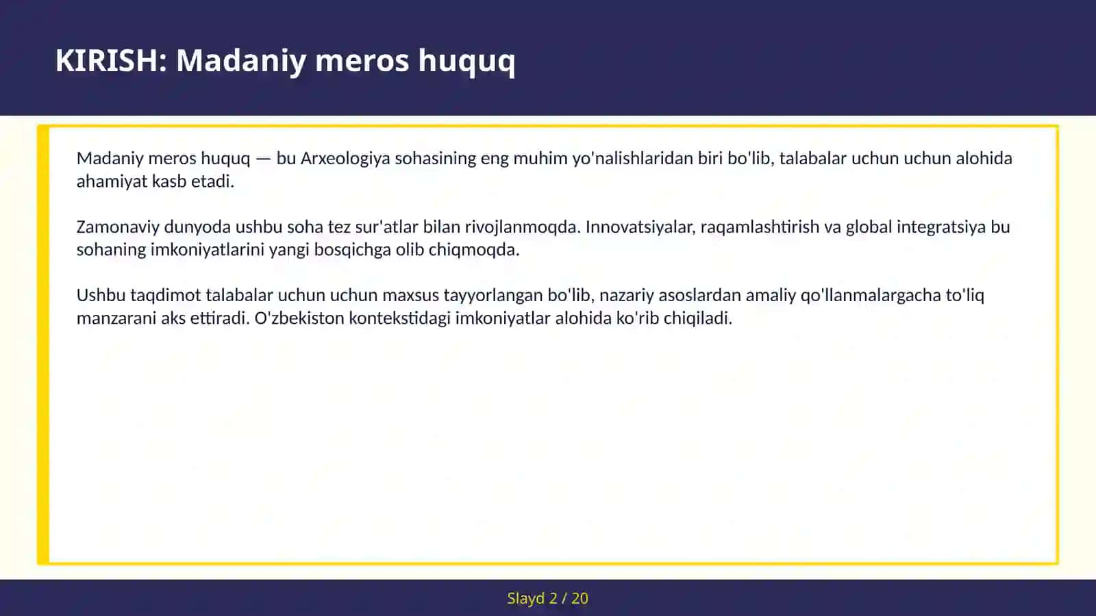 Madaniy meros huquq 2