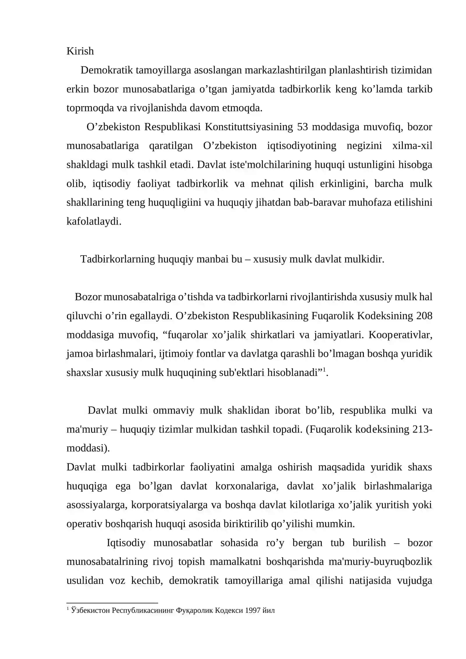 Tadbirkorlik faoliyati tushunchasi, tomonlari iqtisodiy va huquqiy manbalari 2