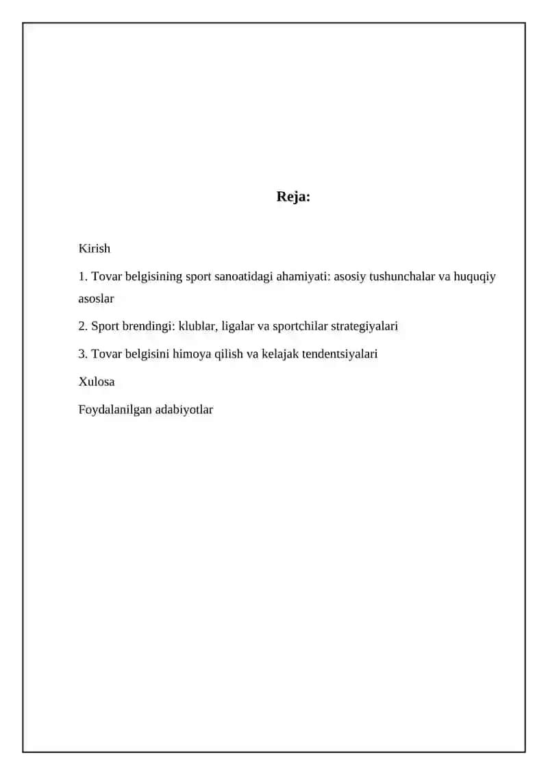 Sport sanoatida tovar belgisi 2