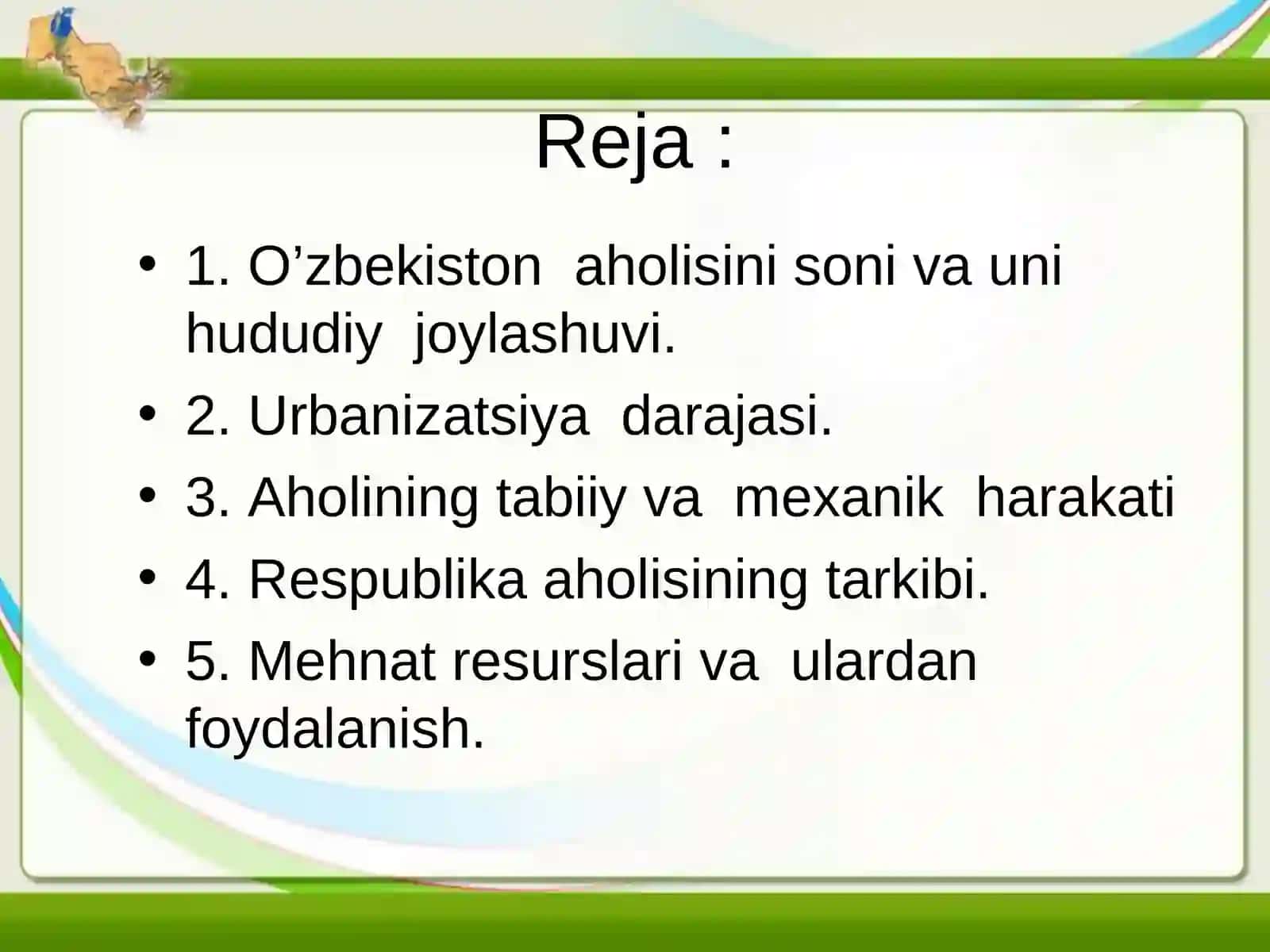 O`zbekiston aholisi va joylanishi 2