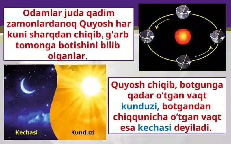 Yerning o’z o’qi atrofida aylanishi va kattaligi 2