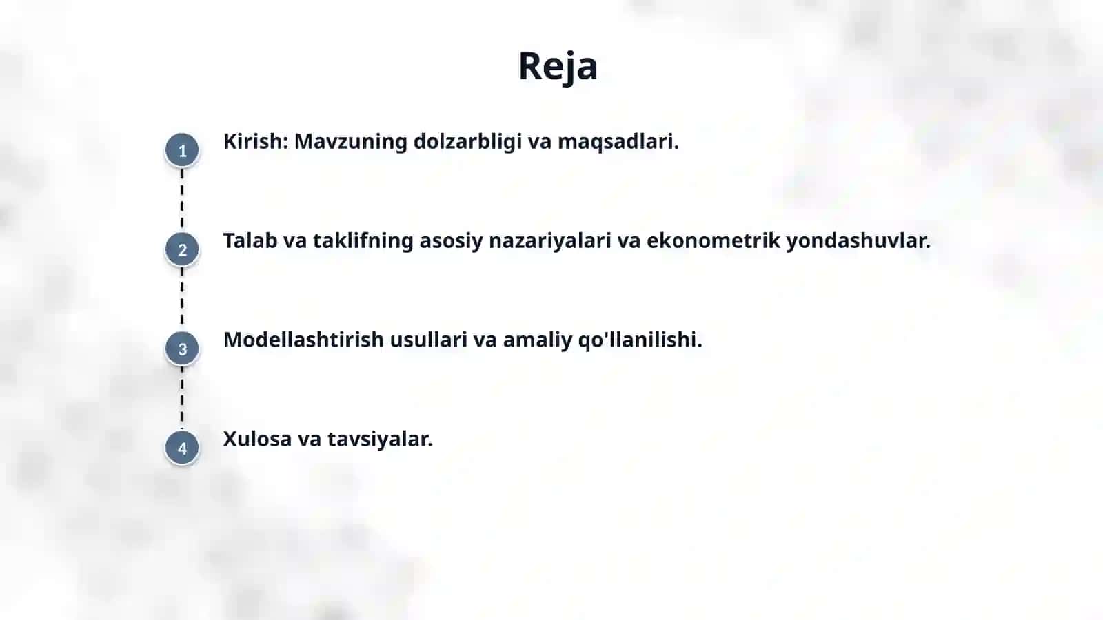 Maxsulotga boʻlgan talab va taklifning ekonometrik modellarini tuzish. 2