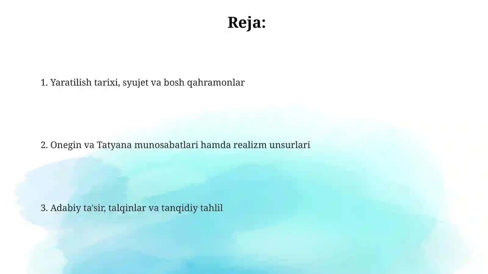Aleksandr Sergeevich Pushkinning "Yevgeniy Onegin" she'riy romani 2