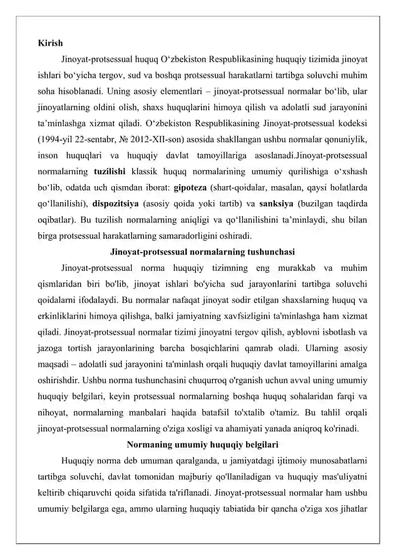 Jinoyat-protsessual norma tuzilishi va turlari 2