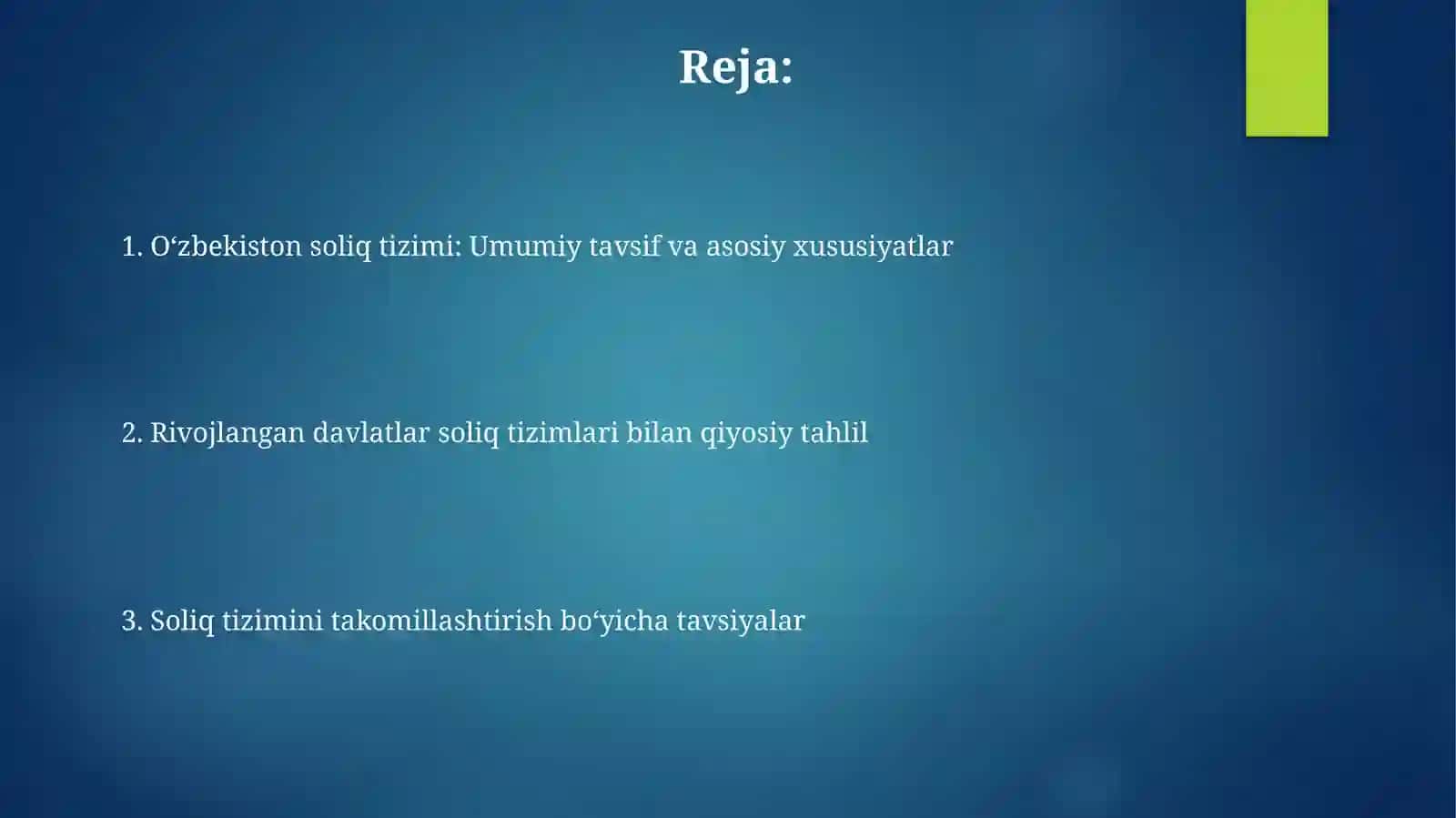 O'zbekistonda soliq tizimining taraqqiy etgan davlatlar soliq tizimi bilan solishtirma tahlili 2