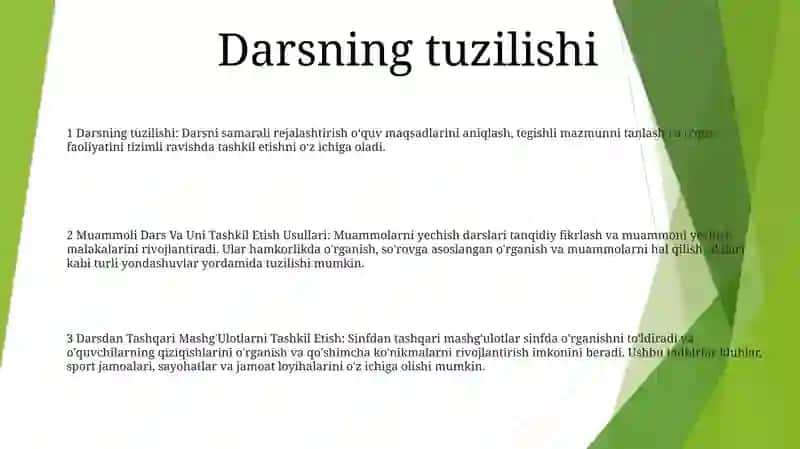 Dars Va Uni Tashkil Etish Usullari 2