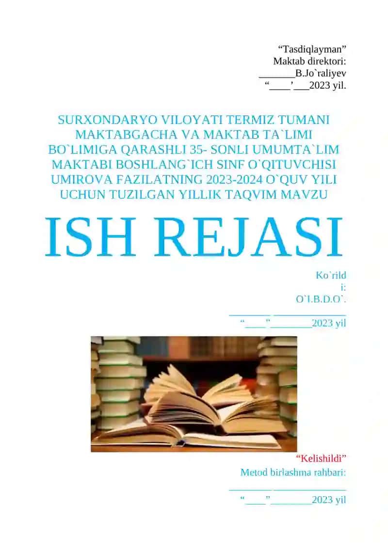 MAKTABGACHA VA MAKTAB TA`LIMI BO`LIMIGA QARASHLI 35- SONLI UMUMTA`LIM MAKTABI BOSHLANG`ICH SINF O`QITUVCHISI UMIROVA FAZILAT 2