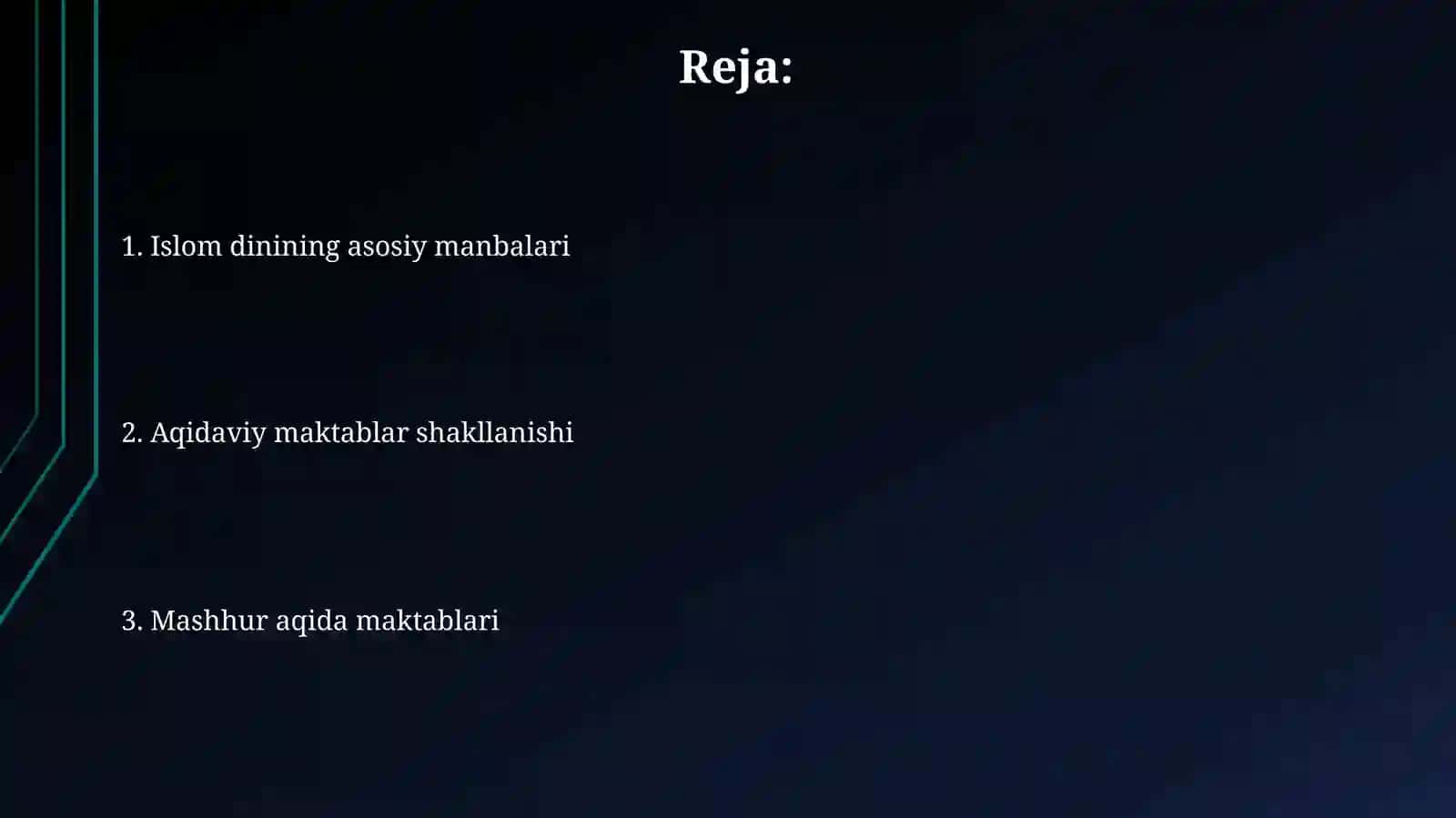 Islom dini manbalari va aqidaviy maktablari va ularning hozirgidavrdagiahamiyati 2