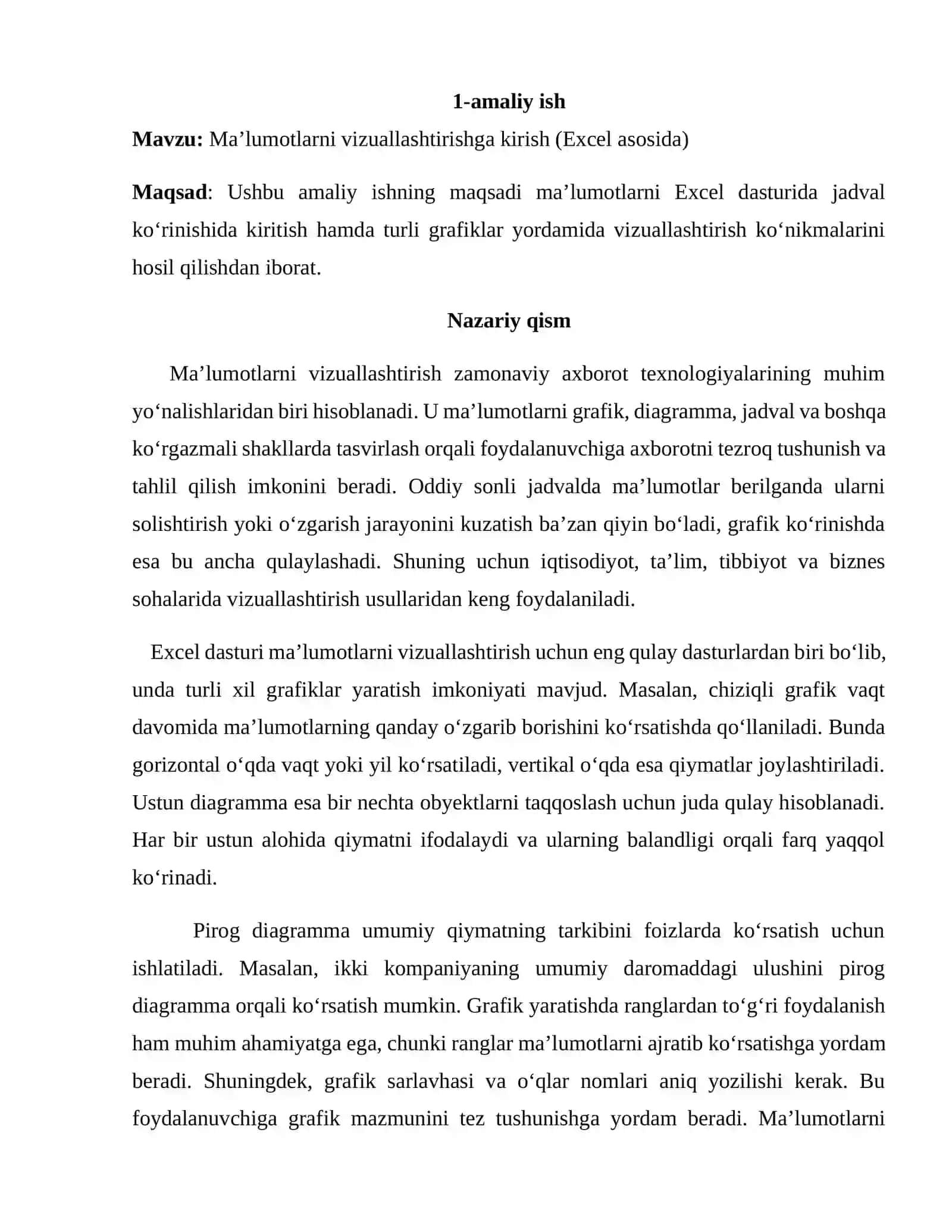 Ma’lumotlarni vizuallashtirishga kirish (Excel asosida) 2