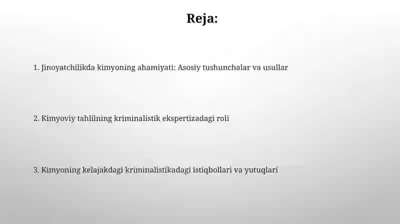 Kriminalistikada kimyoning o'rni 2