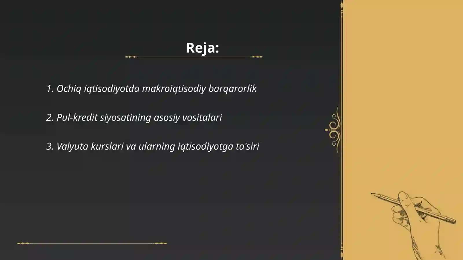 Ochiq iqtisodiyotda pul kredit siyosati 2