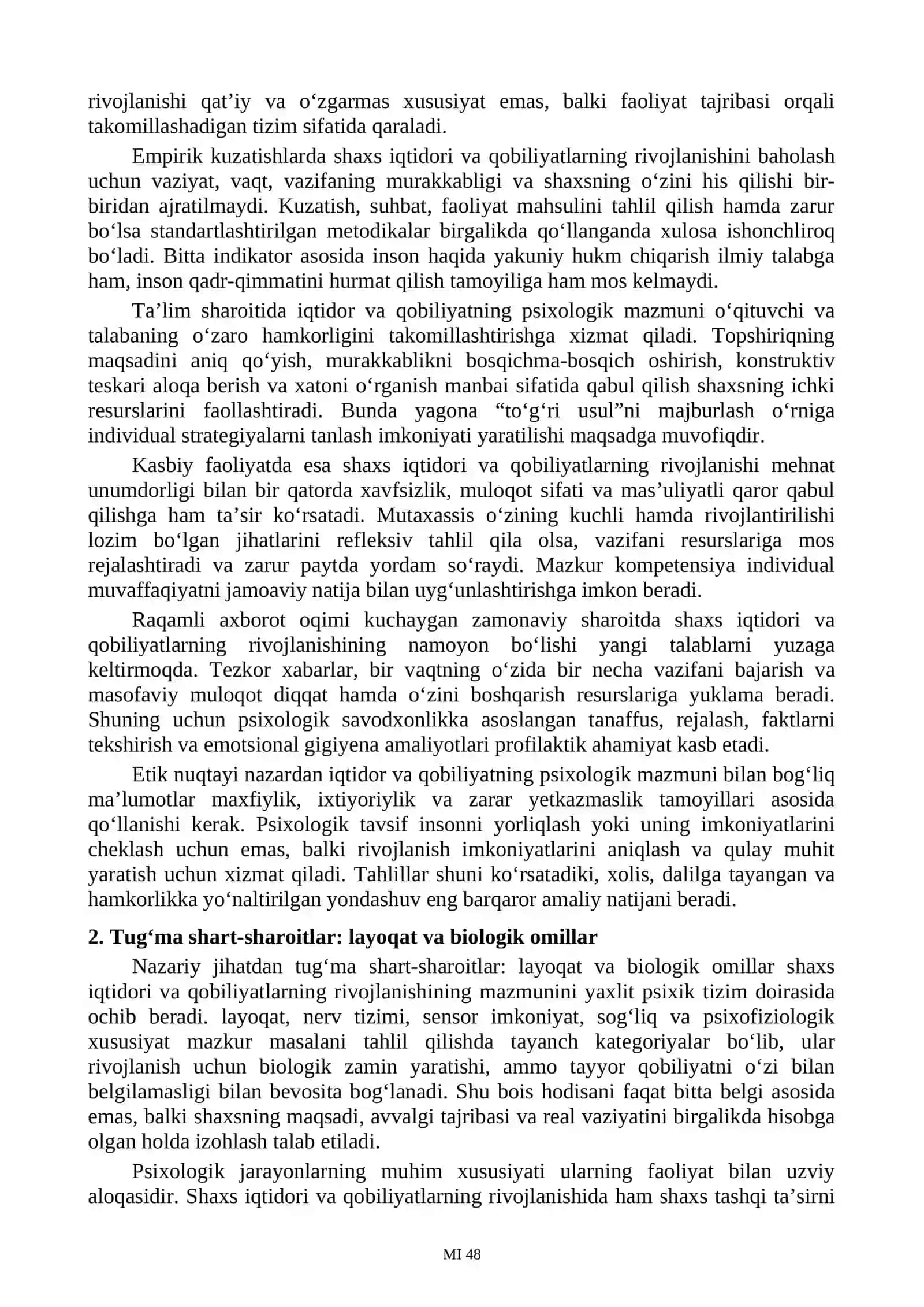 Shaxs iqtidori. Qobiliyatlardagi tug‘ma va orttirilgan sifatlar 2