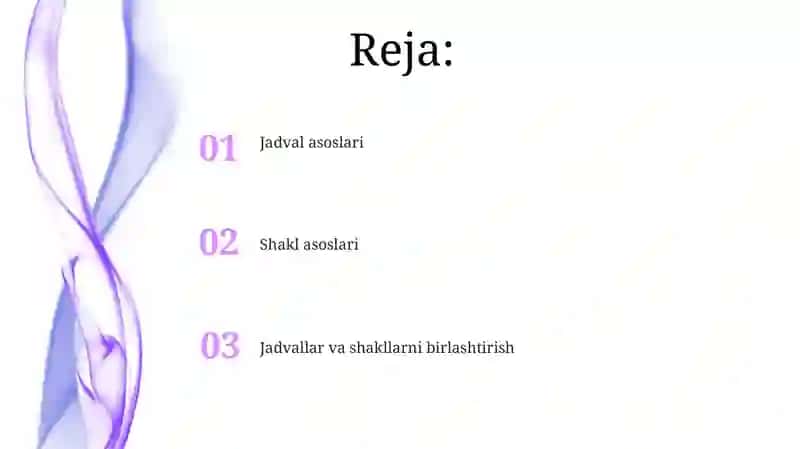 Jadvallar va formalar bilan ishlash 2