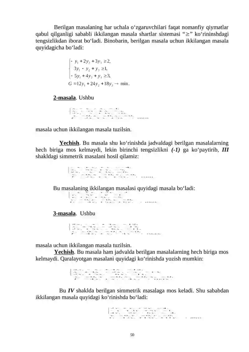 Chiziqli programmalashtirishda ikkilanish nazariyasi 2