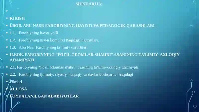 FAROBIYNING “FOZIL ODOMLAR SHAHRI” ASARI TA’LIMIY-AXLOQIY AHAMIYATI 2