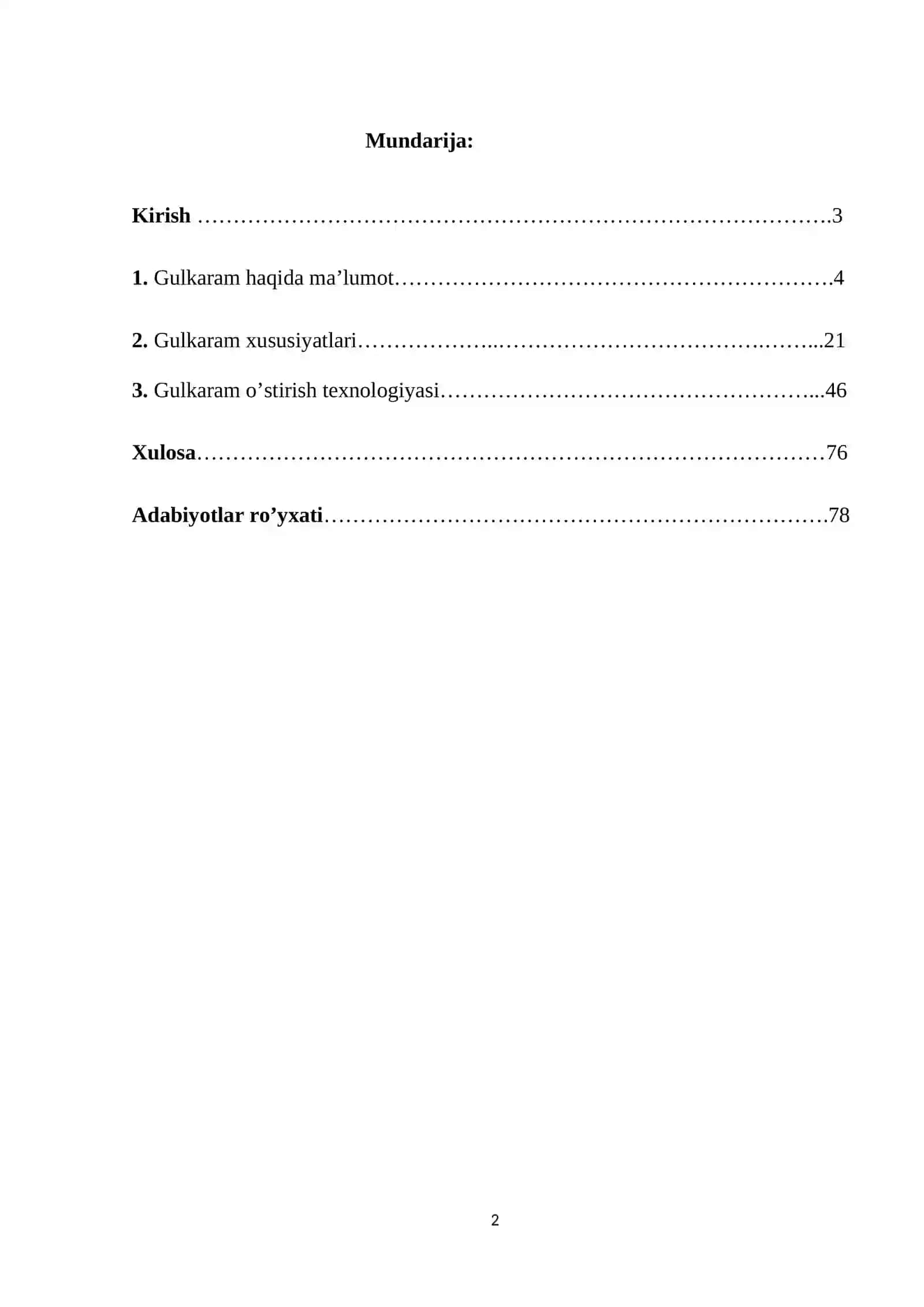 Gulkaramni ozuqabop navlarini yaratish maqsadida uning unib chiqishini o’rganish va baholash mavzusida MUKAMMAL KURS ISHI ( 80 BETLIK ) 2