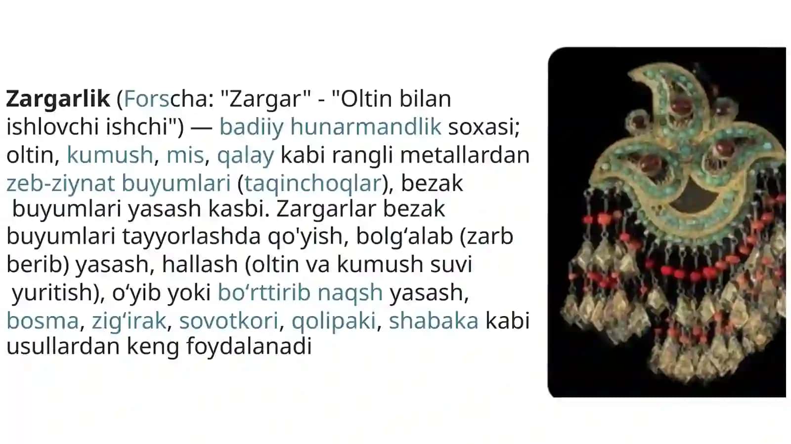 Mustaqillik yillarida zargarlik sanati 2