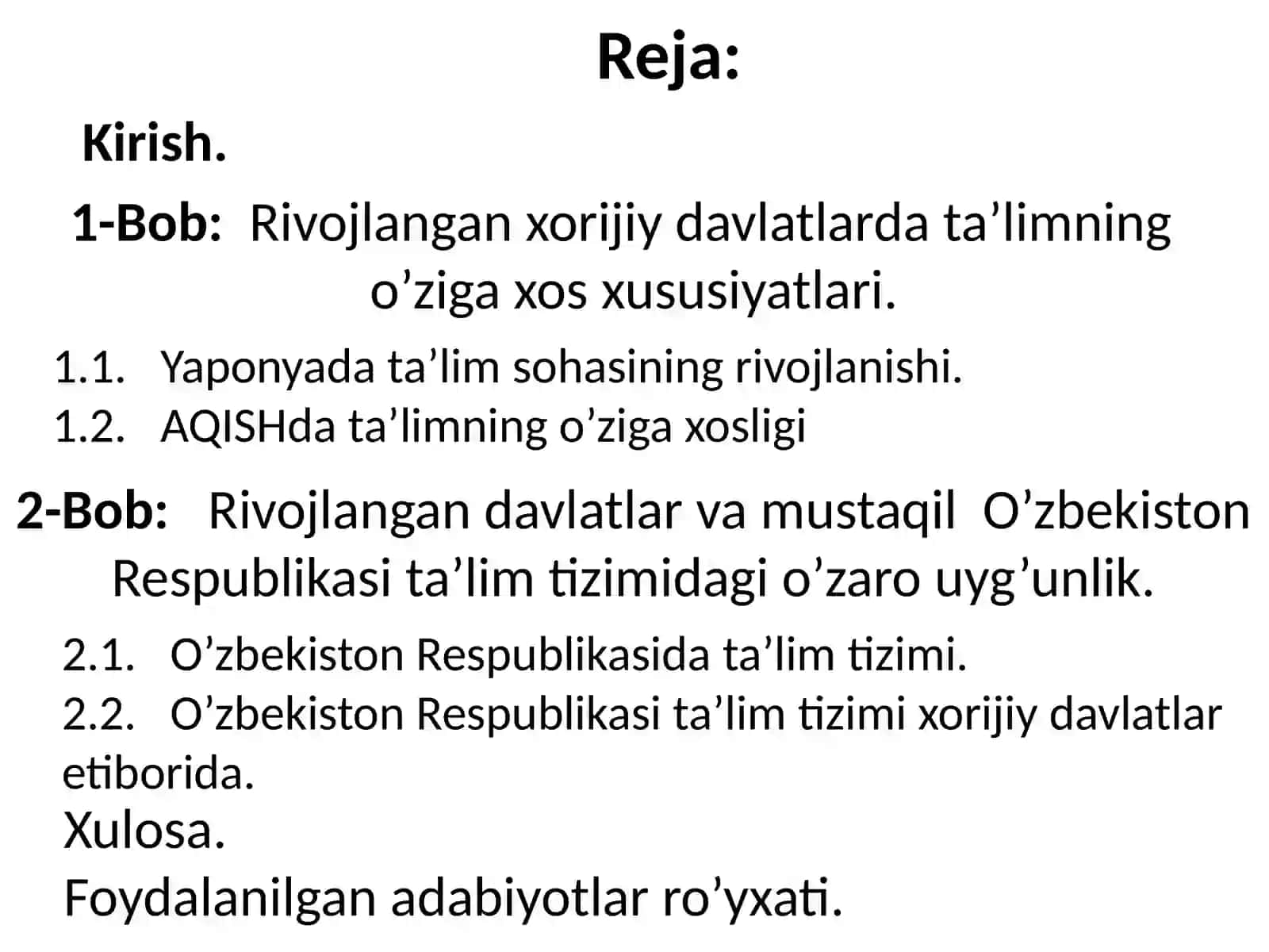 Ta’lim sohasining rivojlantirish bo’yicha xorijiy tajribalar 2