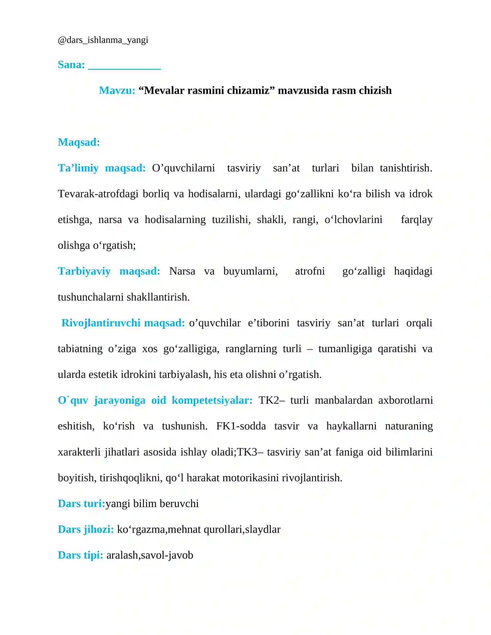 "Mevalar rasmini chizamiz" 2