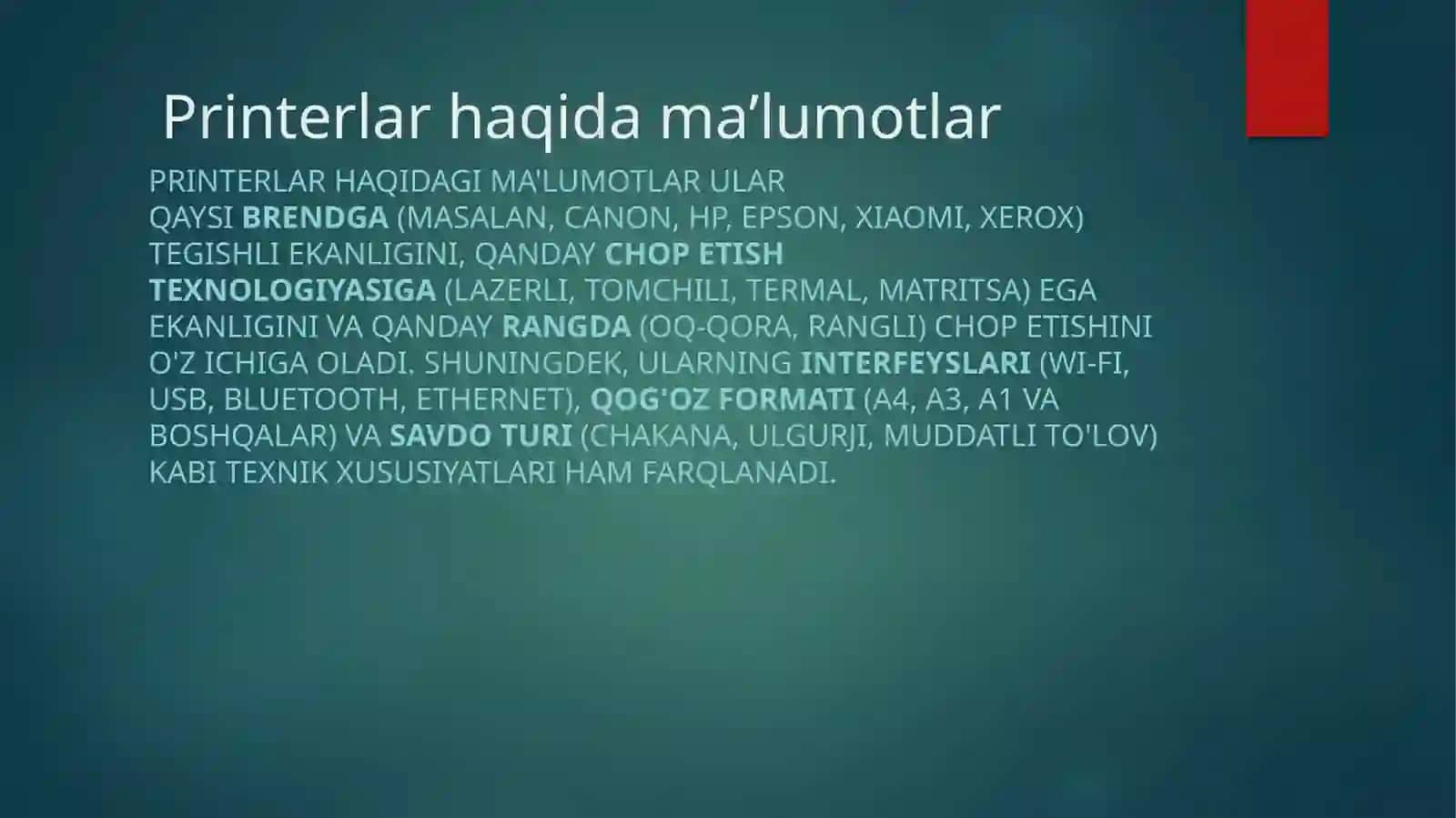 Printer va qoshimcha qurilmalar 2