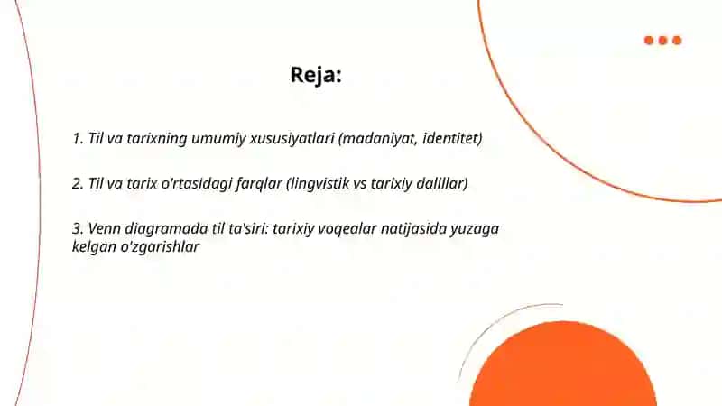Til va tarix munosabatlarini venn diagramasi yordamida tushuntirish 2