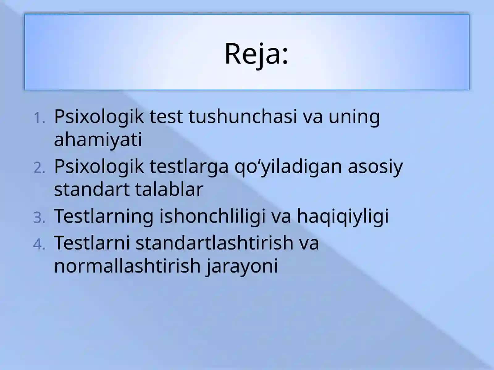 Psixologik testlarga standart talablar 2