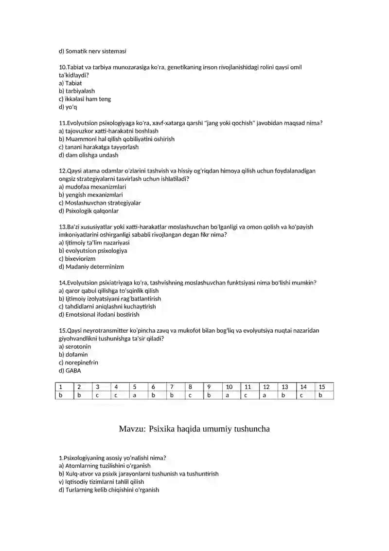 psixologiyaga oid 100 ta test 2