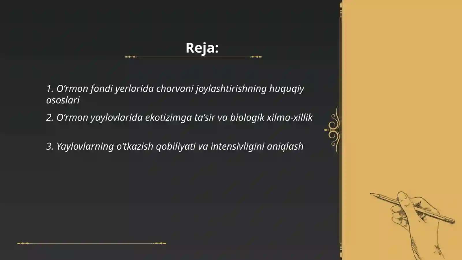 Oʻrmon fondi yerlarida chorva boqish va yaylov sifatida foydalanish 2