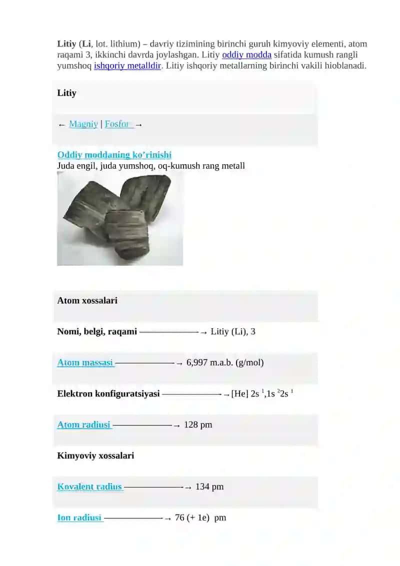 Litiy elementi 2