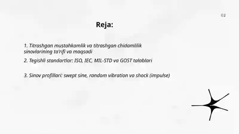 Titrashgan mustahkamlik va titrashgan chidamlilik sinovlari 2
