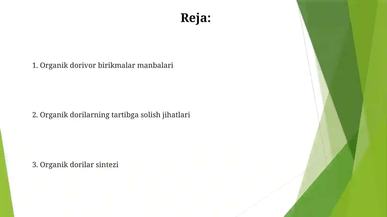 Organik dorivor birikmalar manbalari 2