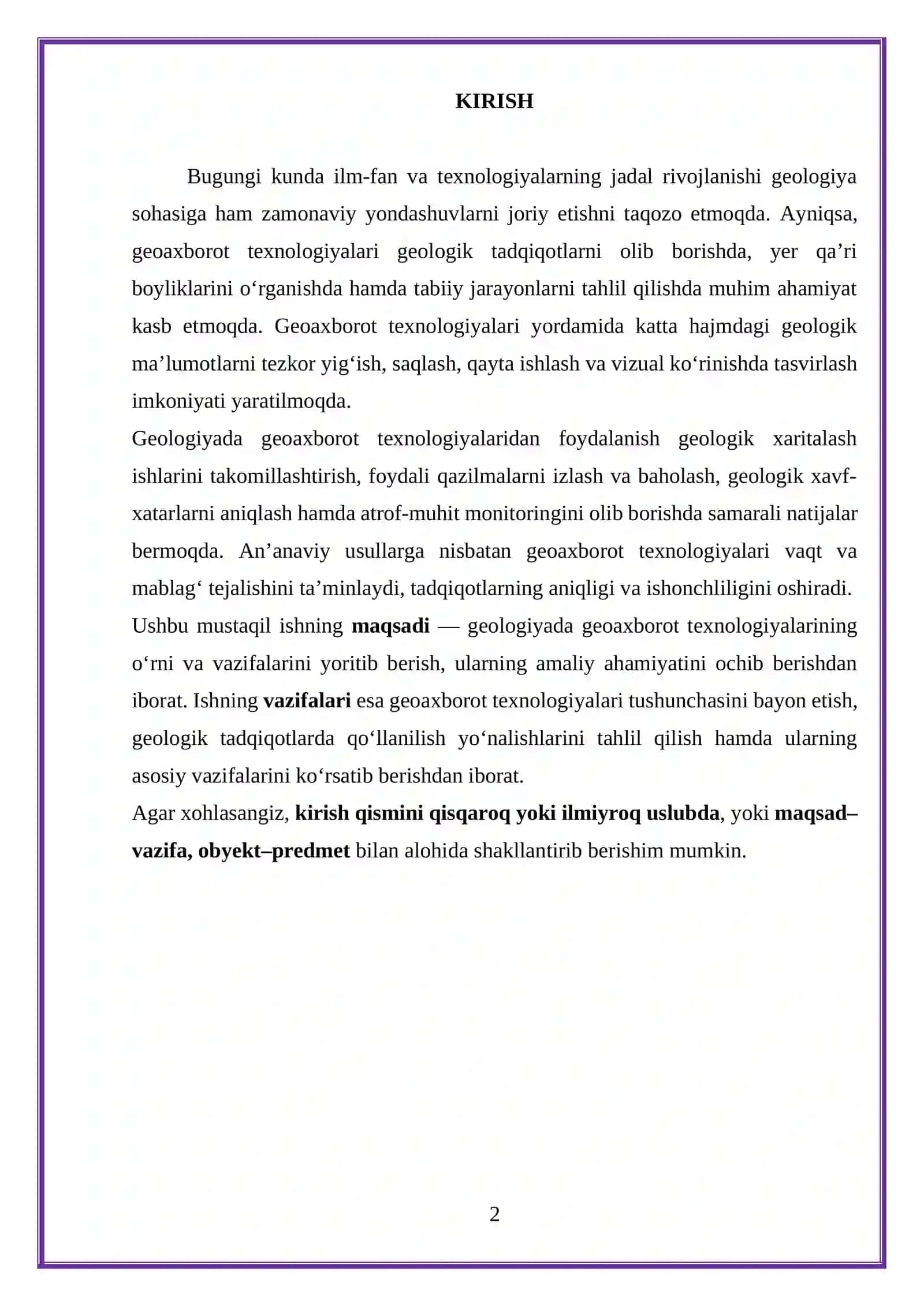 GEOLOGIYADA GEOAXBOROT TEXNOLOGIYANING ORNI VA VAZIFALARI 2