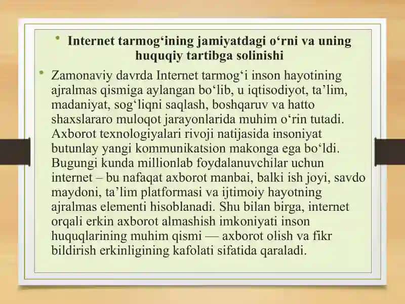 Internet tarmog’ida amalga oshiriladigan huquqbuzarliklar va ularga qarshi kurashish 2