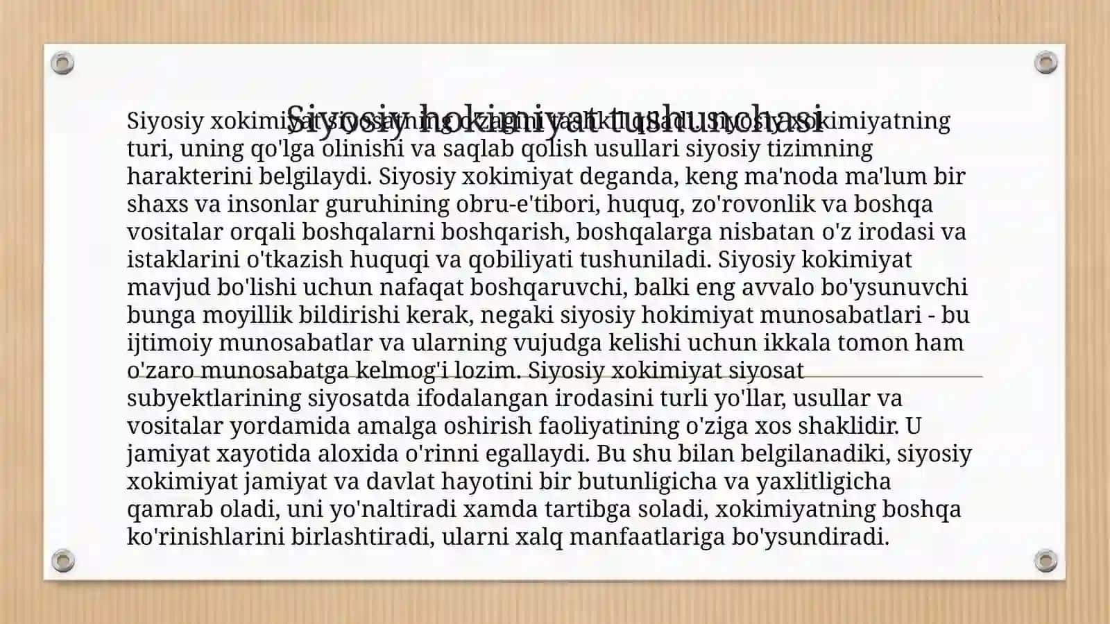 Siyosiy hokimiyatning obyekti, subyekti va vazifalari 2