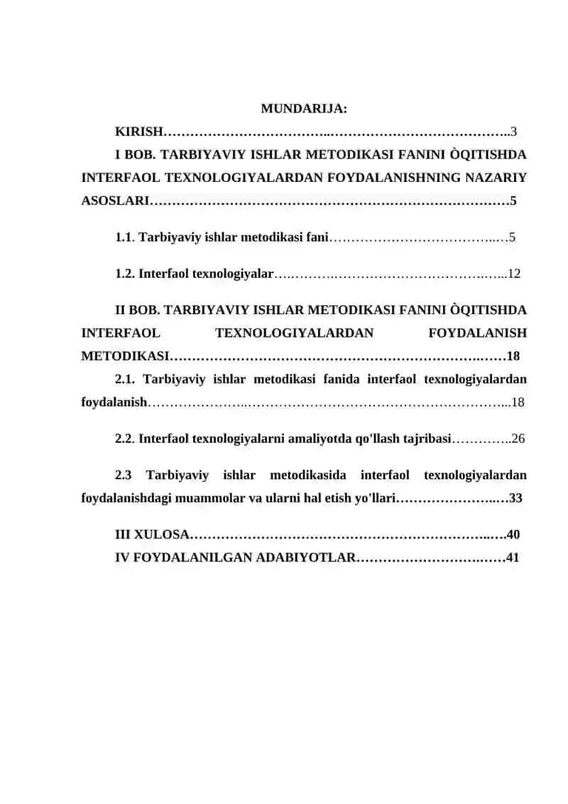 TARBIYAVIY ISHLAR METODIKASI FANINI O’QITISHDA INTERFAOL TEXNOLOGIYALARDAN FOYDALANISH 2