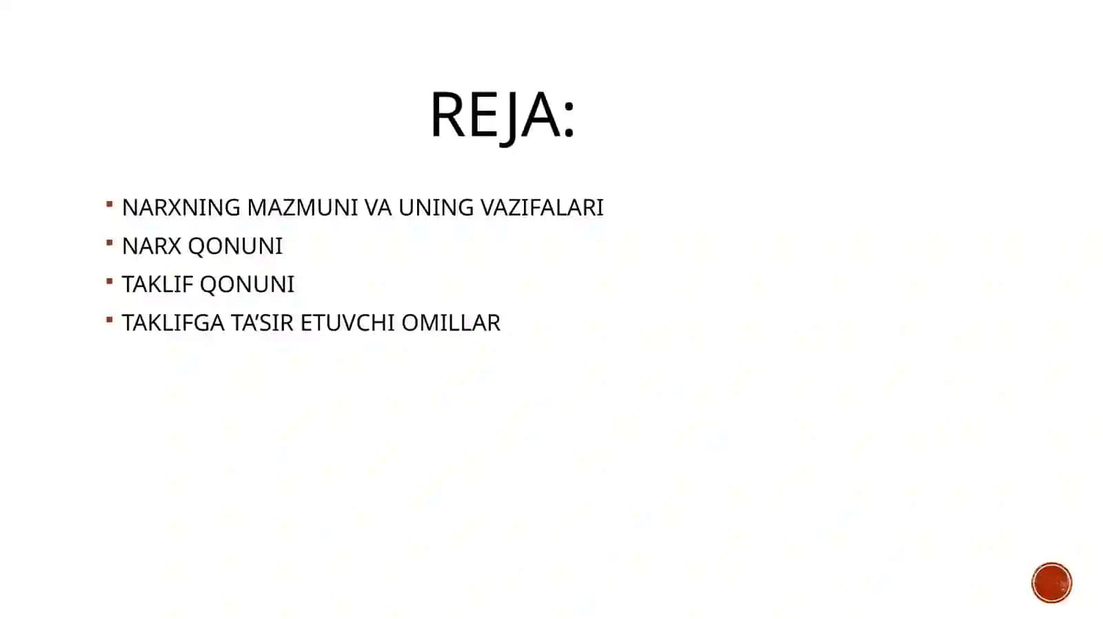 Narx va taklif tushunchasi 2