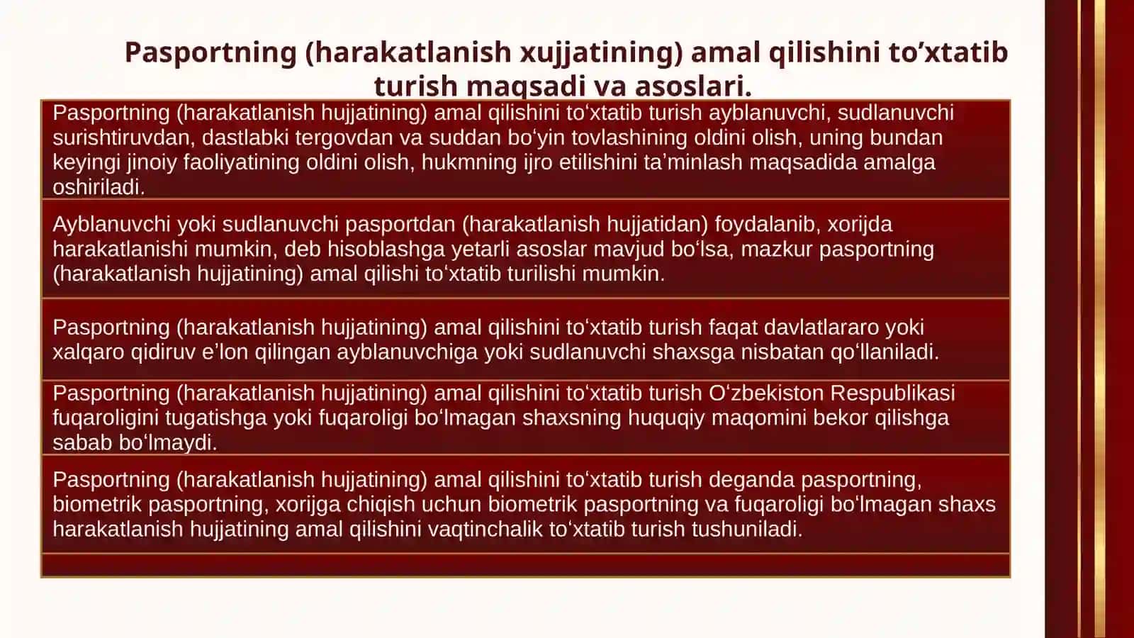 Pasportning(xarakatlaninsh xujjatining) amal qilishni tuxtatib turish 2