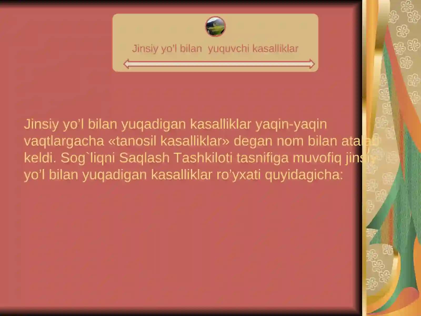Qon orqali va jinsiy yo’l bilan yuquvchi kasalliklar 2