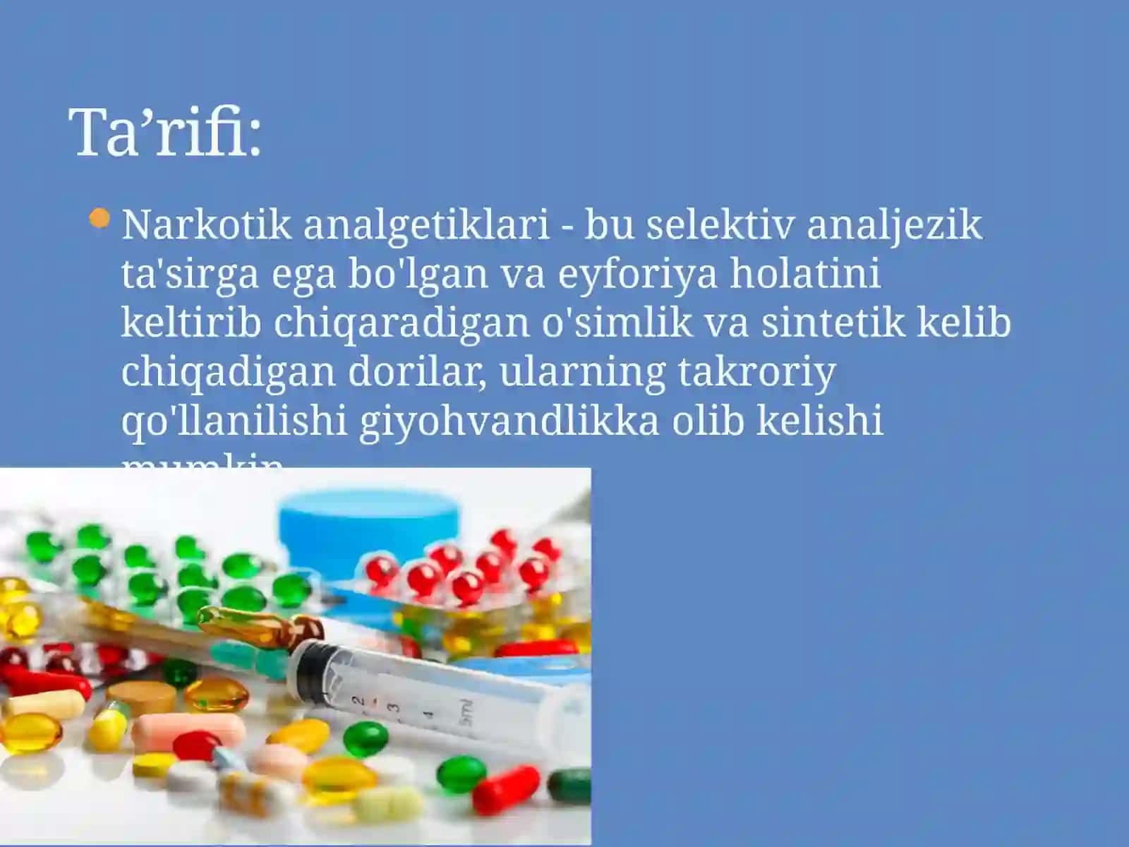 NARKOZ DORI VOSITALARINING KLINIKFARMAKOLOGIYASI 2
